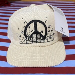 Obey Cream Corduroy SnapBack Cap with Black Embroidery